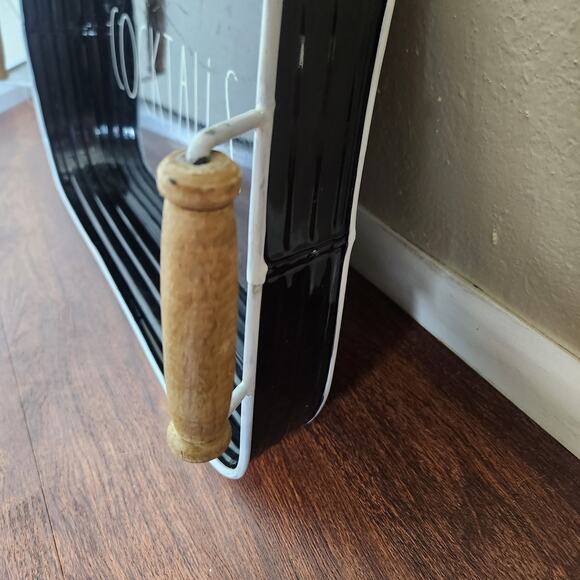 RAE DUNN Black Cocktails Tray with Wood Handles - Picture 3 of 7